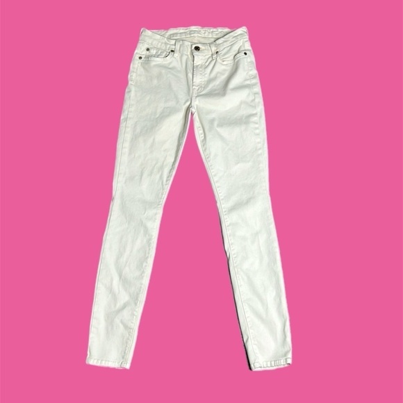7 For All Mankind Women’s The Mid-Rise Skinny Jeans in Cream Sz 27 - Picture 1 of 12